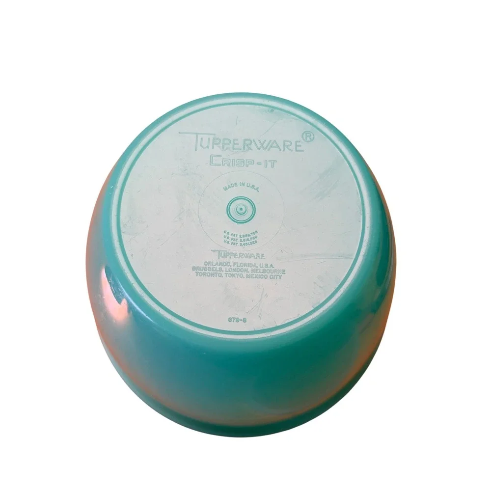 Vintage Tupperware Crisp-It Lettuce Keeper 679-8 Teal Green Retro Bowl with Lid